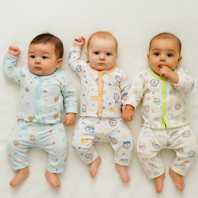 Fareto Baby Thermal Set | Front Open Winter Wear for Infants – Super Soft Cotton (Pack of 3)(F646)