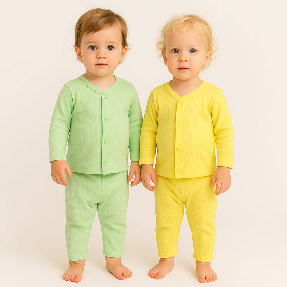 Fareto Baby front open Winter season thermal set(Pack of 2) Colours may vary