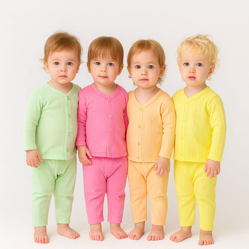 Fareto Baby front open Winter season thermal set(Pack of 4) Colours may vary