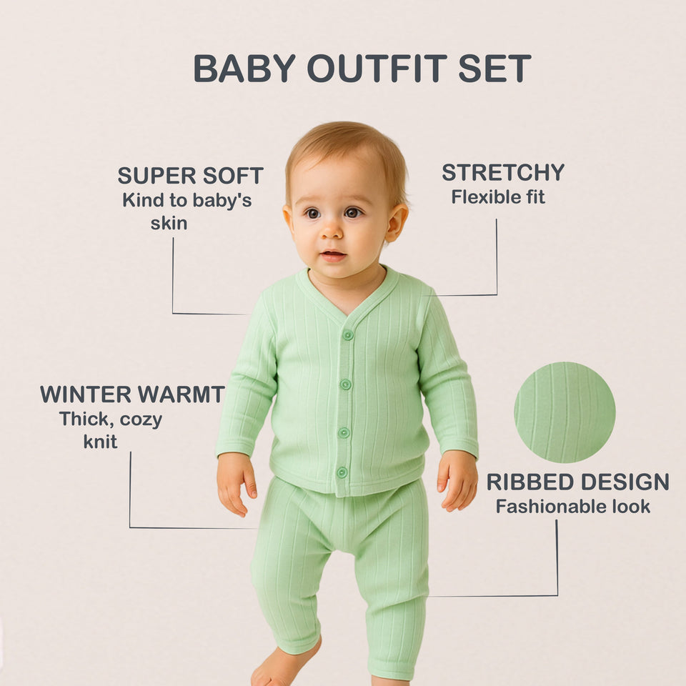 Fareto Baby front open Winter season thermal set(Pack of 2) Colours may vary