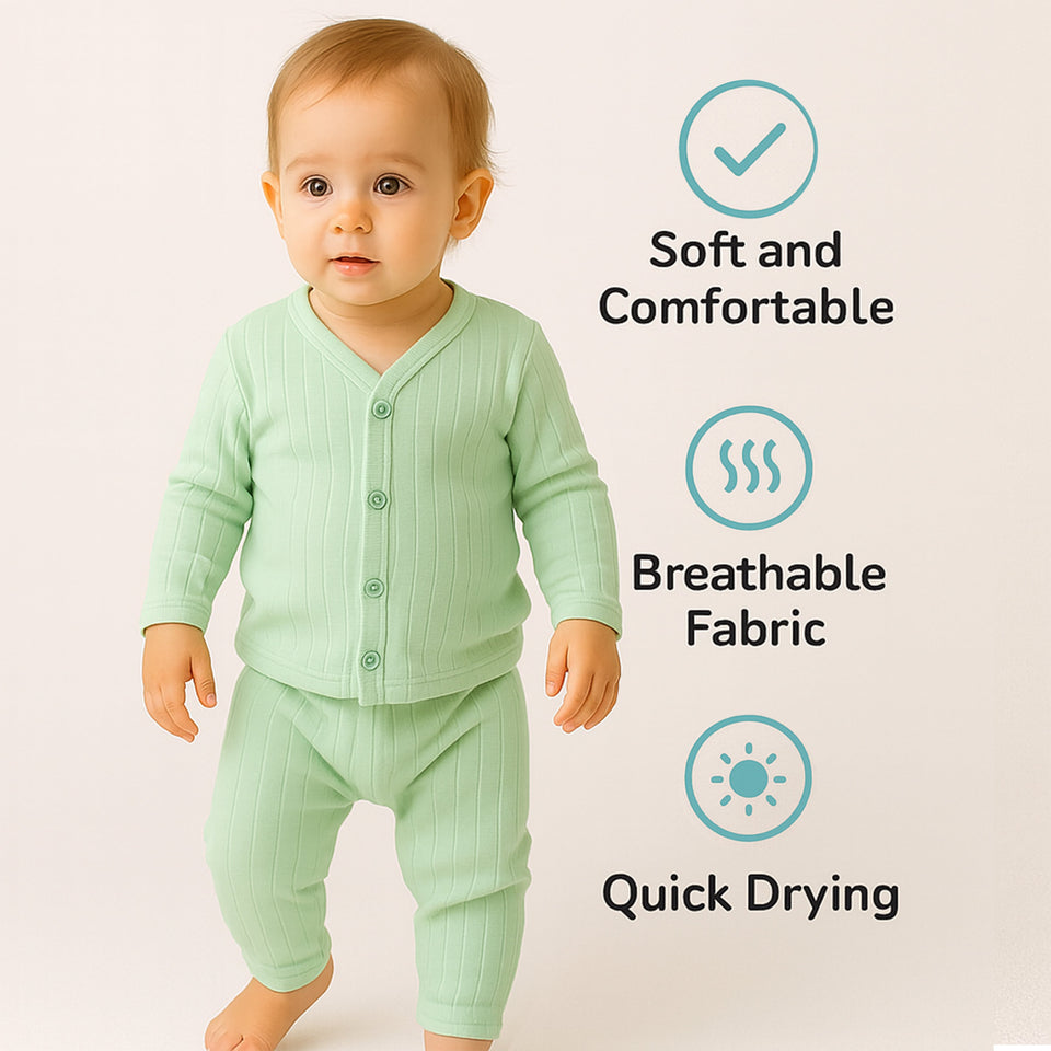 Fareto Baby front open Winter season thermal set(Pack of 2) Colours may vary