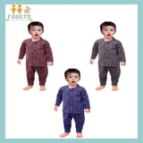 Fareto Baby front open winter suit thermal set (Pack of 3) Colours may vary