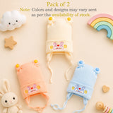 Fareto New Born Baby Super Warm Winter Wollen Cap (Pack of 3)(0-4 months) Colours and designs may vary(F459)