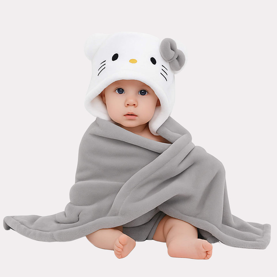 Fareto Super Soft Baby Hooded Towel – Cartoon Animal Design | Cozy, Lightweight & Skin-Friendly Swaddle for Newborns & Kids (Pack of 1)(F620)