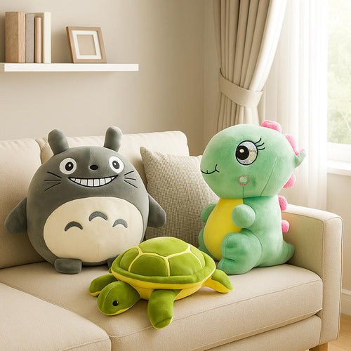 Fareto Premium Soft Toy Set of 3 – Adorable Totoro, Dinosaur, & Turtle  Plush toy  – Perfect Baby & Kids Gift