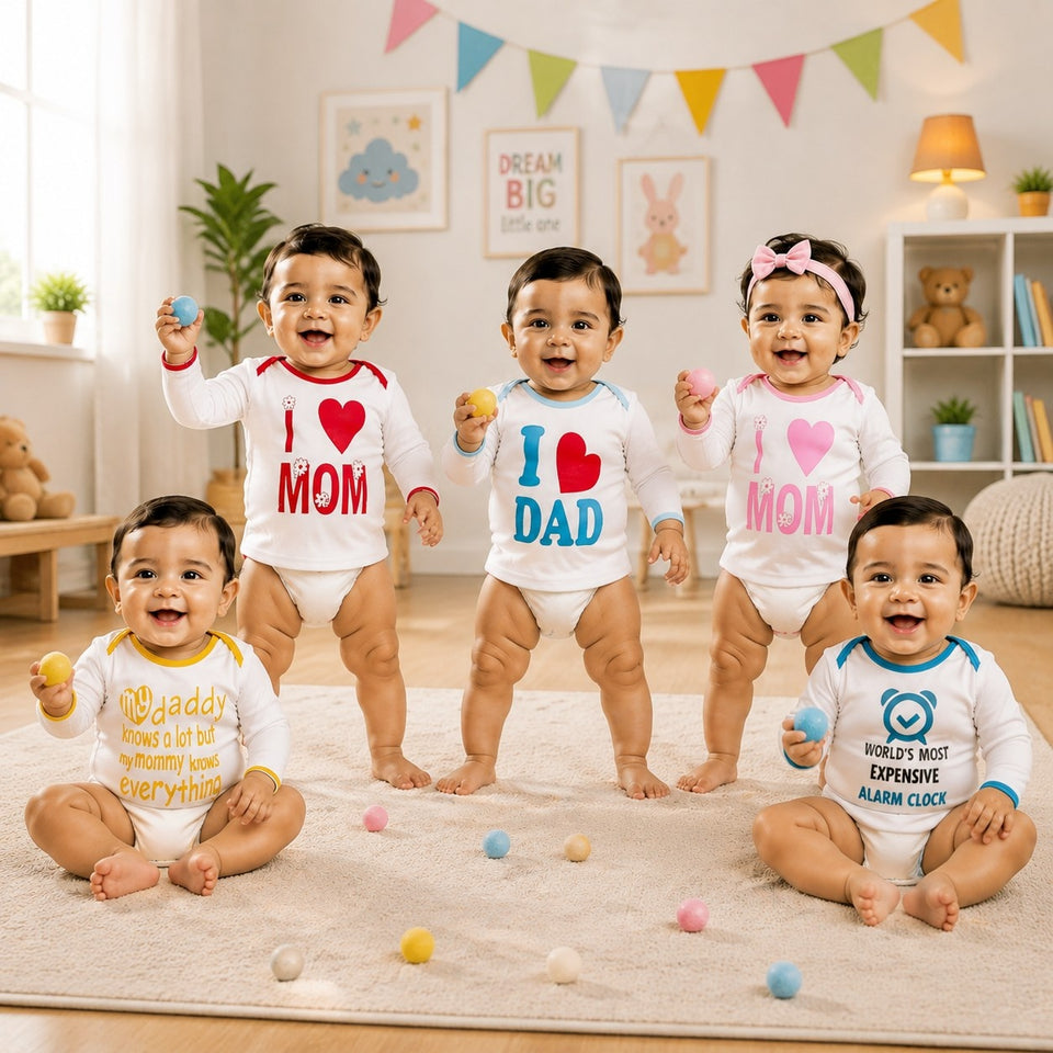 Fareto Baby Boy's & Baby Girl's T-Shirts | T-Shirt | Tees(Pack of 5)(F78)