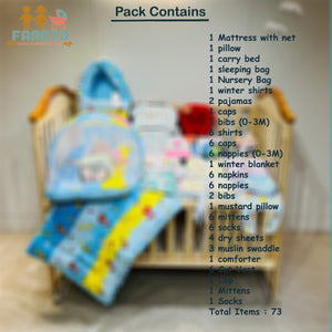 FARETO NEW BORN BABY PREMIUM QUALITY  WINTER  SEASON HOSPITAL ESSENTIALS 73 IN 1 (0-6 MONTHS) _ NURSERY BAG