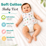 Fareto Baby Cotton Vest Set (Pack of 6) | Printed Front-Open Sleeveless Cotton Vests for Newborn Baby Boys & Girls | 0–3 Months(F757)