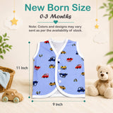 Fareto Baby Cotton Vest Set (Pack of 6) | Printed Front-Open Sleeveless Cotton Vests for Newborn Baby Boys & Girls | 0–3 Months(F757)