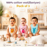 Fareto New Born Baby Cut Vest (Baniyan) Pack of 3 (F220)
