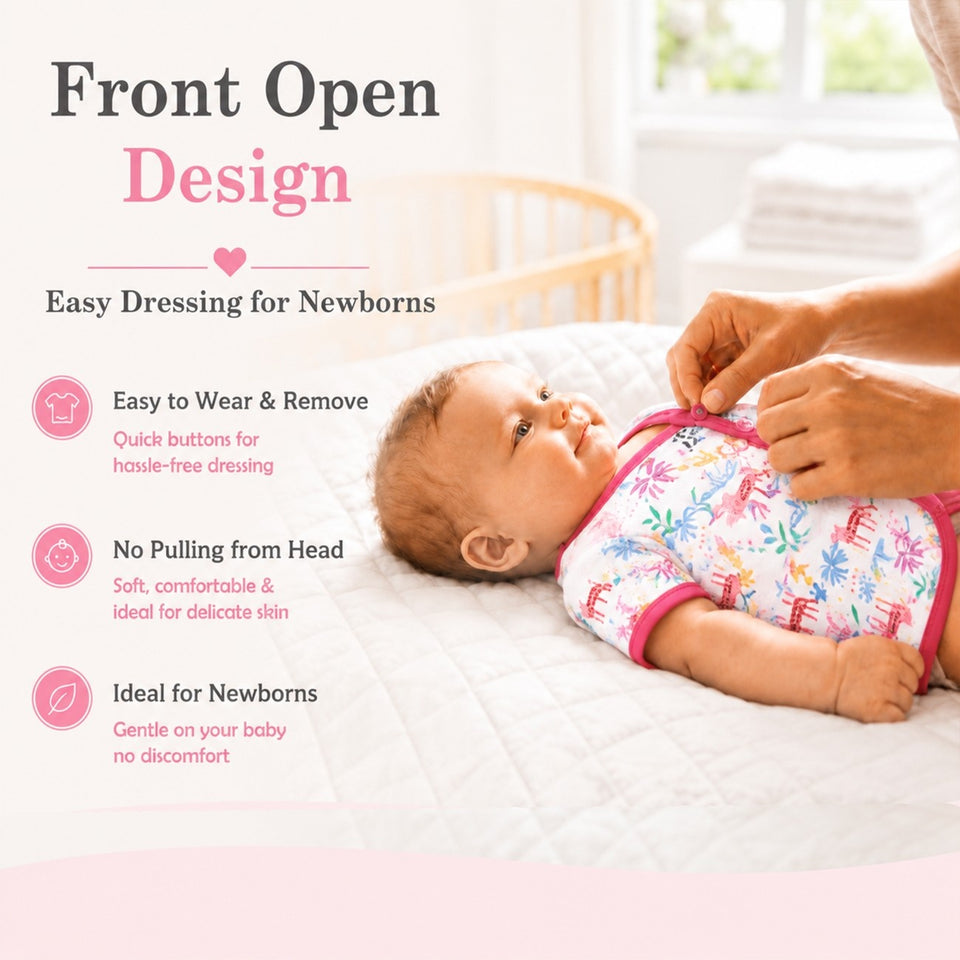 Fareto Baby 100% Cotton Front Open Half Sleeves T-shirts (Pack of 5)(F232)