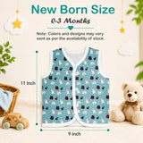 FARETO New Born Baby Cotton Vest (Multicolour, 0-3 Months) - Set of 6(F47)
