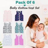 FARETO New Born Baby Cotton Vest (Multicolour, 0-3 Months) - Set of 6(F47)