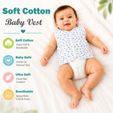 FARETO New Born Baby Cotton Vest (Multicolour, 0-3 Months) - Set of 6(F47)