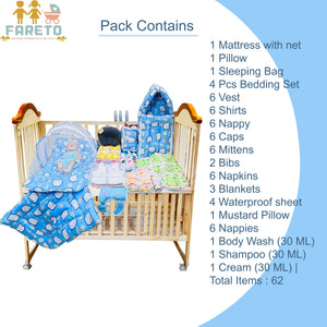 Fareto New Born Baby Summer Hospital Essentials 62 in 1 (0-6M)(F525)