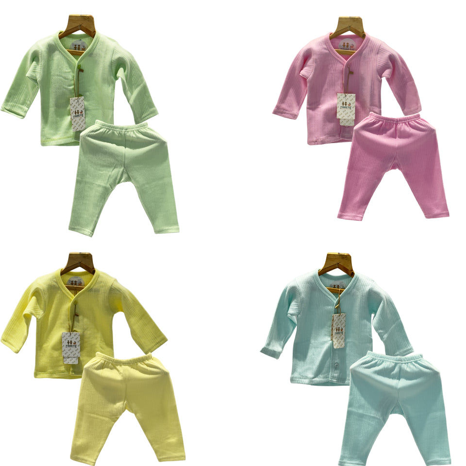 Fareto Baby front open Winter season thermal set(Pack of 4) Colours may vary