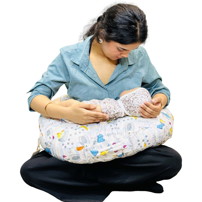 Fareto Baby Feeding Pillow with Detachable Cover Breast Feeding (0-24 Months)(Goodnight_Green)