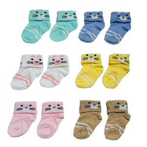 Fareto new born baby premium ultra soft socks for baby pack of 6 (0-3 months)