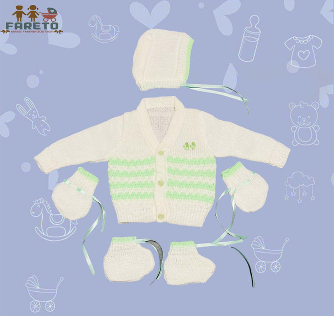 Fareto New Born Baby Sweater Set(pack of 4) Color As per the availability