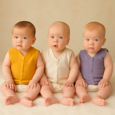 Fareto New Born Baby Winter Sleeveless Sweater | Inner wear Sweater (0-2M)(Pack of 3)(Note: Colours & Designs May Vary)(F480)