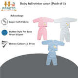 Fareto New Born Baby Winter Wear Clothing Set Pack Of 3 (0-3 Months)(Colors May Vary)