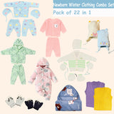 Fareto Newborn Baby Winter Clothing Combo Set – 22 in 1 Woolen & Fleece Essentials Kit for 0–6 Months | Super soft All in 1 winter clothing set | Gift Set for Newborns(F604)