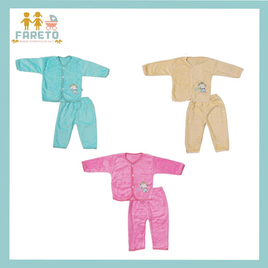 Fareto Monsoon season Clothing Set Shirts and Pyjama (Pack of 3)(0-3 Months)