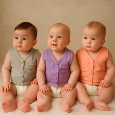 Fareto New Born Baby Winter Sleeveless Sweater | Inner wear Sweater (0-2M)(Pack of 3)(Note: Colours & Designs May Vary)(F467)