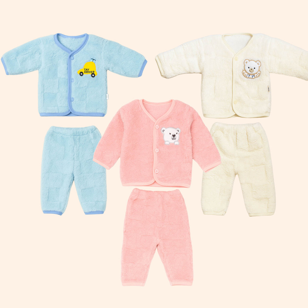 Fareto New Born Baby Winter Wear  Clothing Set Pack Of 3 (0-3 Months)(Colors May Vary)