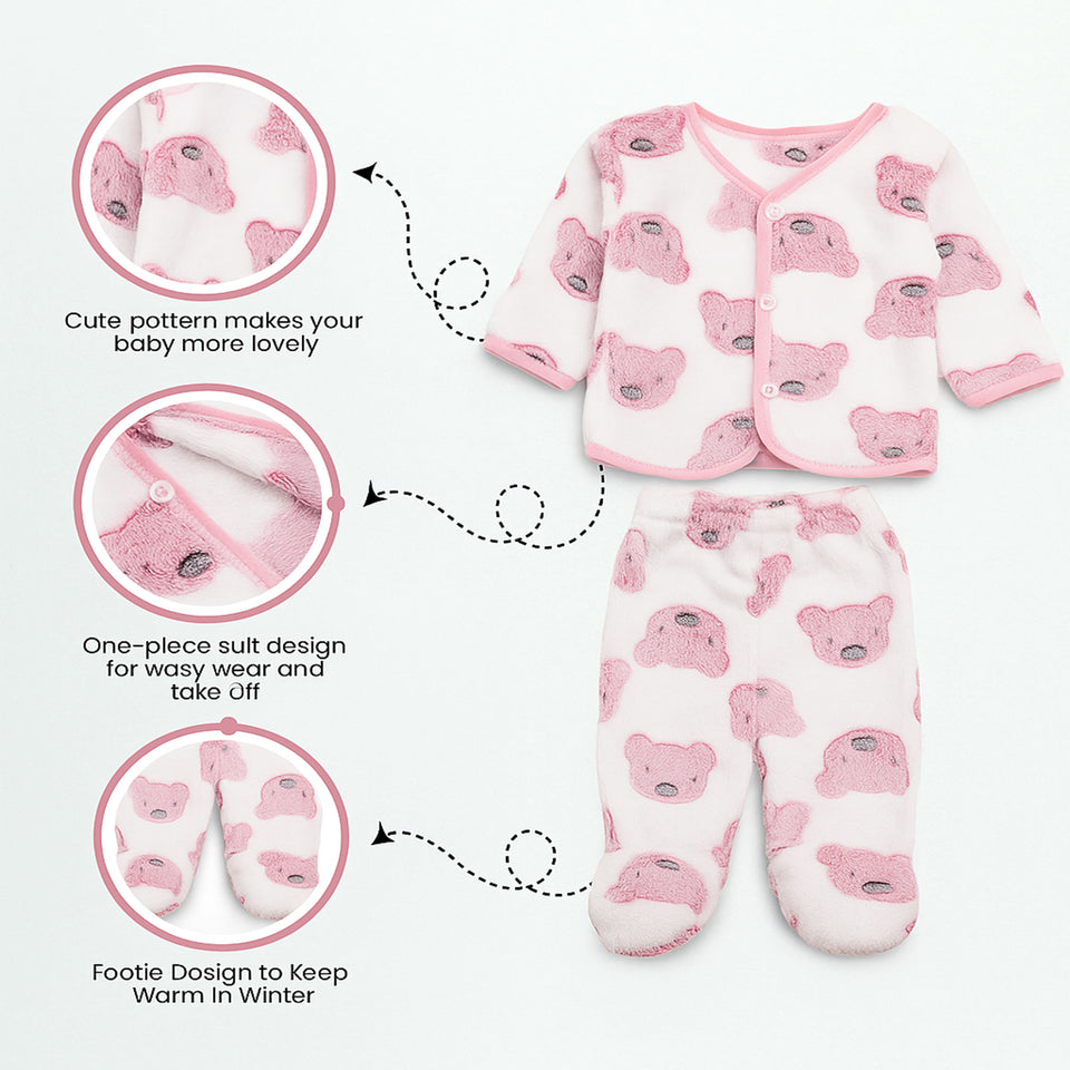Fareto Newborn Baby Warm Winter Wear Clothes, 5 Pcs  Set Cotton Baby Boys Girls Unisex Baby  Flannel Suit, Infant Clothes, First Gift (Pack of 2)(0-3 Months)(Colour & Designs will be sent as per stock availability)(F645)