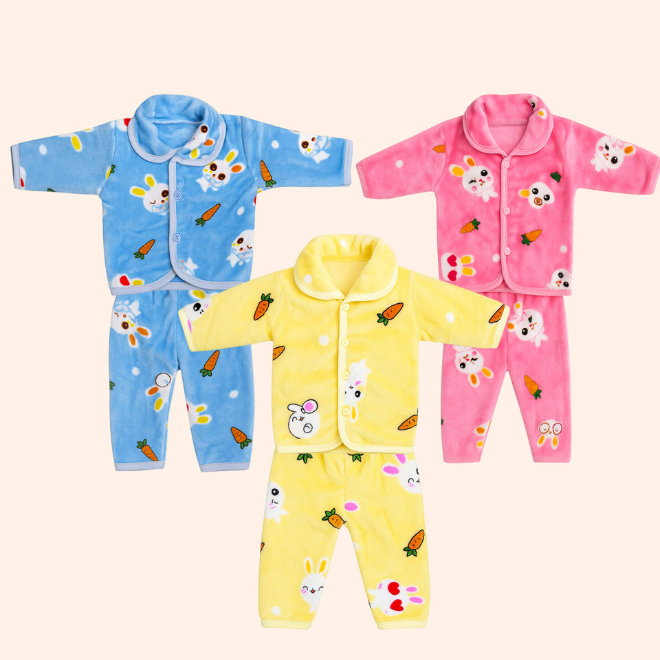 Fareto New Born Baby Winter Wear  Clothing Set Pack Of 3 (0-3 Months)(Colors May Vary)
