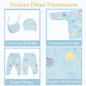 Fareto Newborn Baby Warm Winter Wear Clothes, 5 Pcs  Set Cotton Baby Boys Girls Unisex Baby  Flannel Suit, Infant Clothes, First Gift (Pack of 3)(0-3 Months)