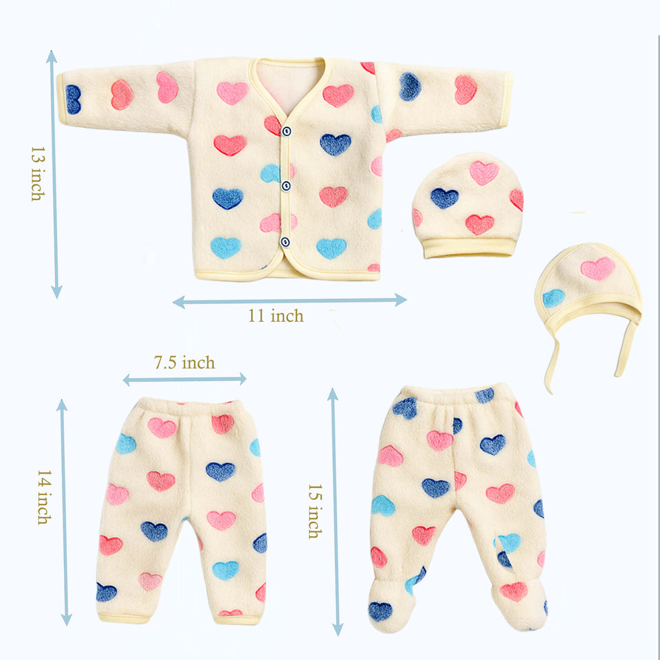 Fareto Newborn Baby Warm Winter Wear Clothes, 5 Pcs  Set Cotton Baby Boys Girls Unisex Baby  Flannel Suit, Infant Clothes, First Gift (Pack of 3)(0-3 Months)