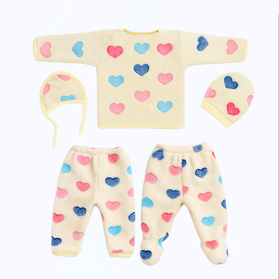 Fareto Newborn Baby Warm Winter Wear Clothes, 5 Pcs  Set Cotton Baby Boys Girls Unisex Baby  Flannel Suit, Infant Clothes, First Gift (Pack of 3)(0-3 Months)