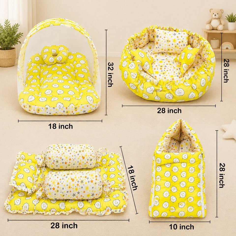 Fareto Complete Bedding Set essentials Combo For Baby (0-6 Months)(yellow ship)(F165)