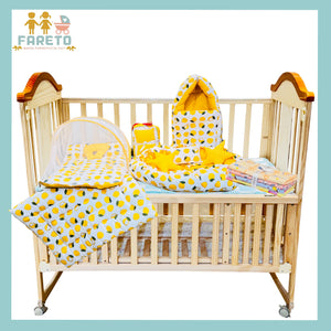 Fareto New Born Baby Bedding | Bed | Sleeping Bag | Essential (0-6 Months) (Pack of 15)