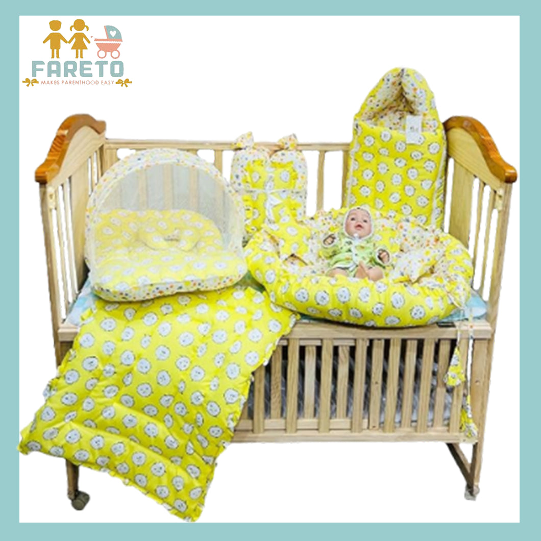 Fareto Complete Bedding Set essentials Combo For Baby (0-6 Months)(yellow ship)