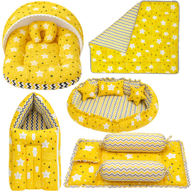 Fareto Complete Bedding Set essentials Combo For Baby (Cloud Yellow) (0-6 Months)