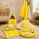 Fareto Complete Bedding Set essentials Combo For Baby (Cloud Yellow) (0-6 Months)(F103)