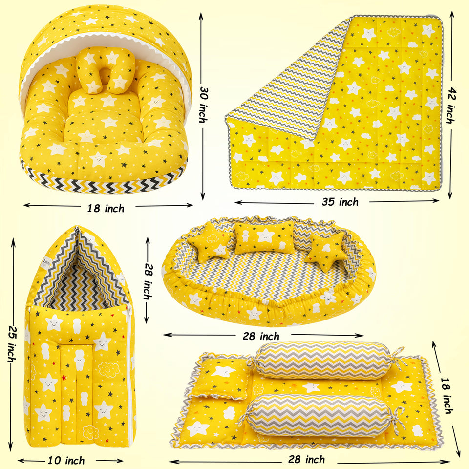 Fareto Complete Bedding Set essentials Combo For Baby (Cloud Yellow) (0-6 Months)