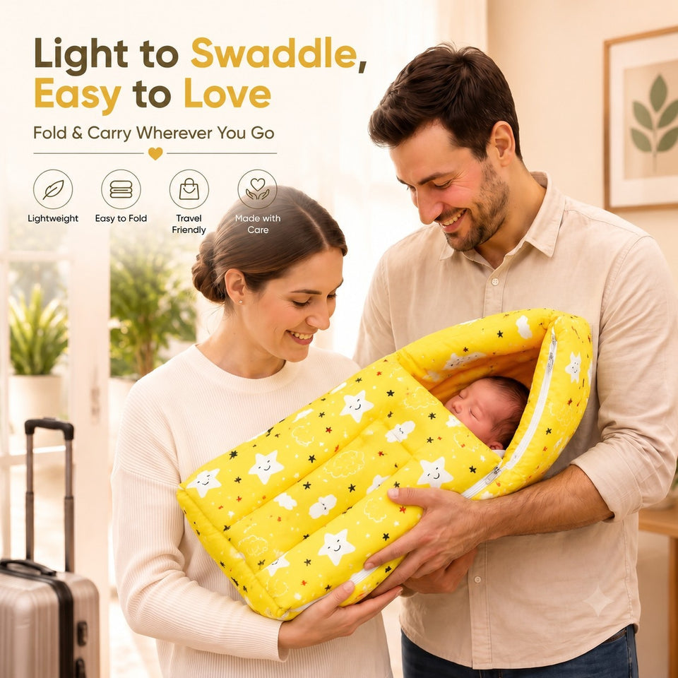 Fareto Complete Bedding Set essentials Combo For Baby (Cloud Yellow) (0-6 Months)(F103)