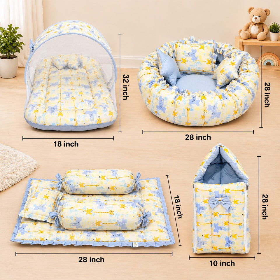 Fareto Premium Complete Baby Bedding Set Essentials Combo – Soft & Comfortable Bedding Kit For Newborns (0–6 Months)(F825)