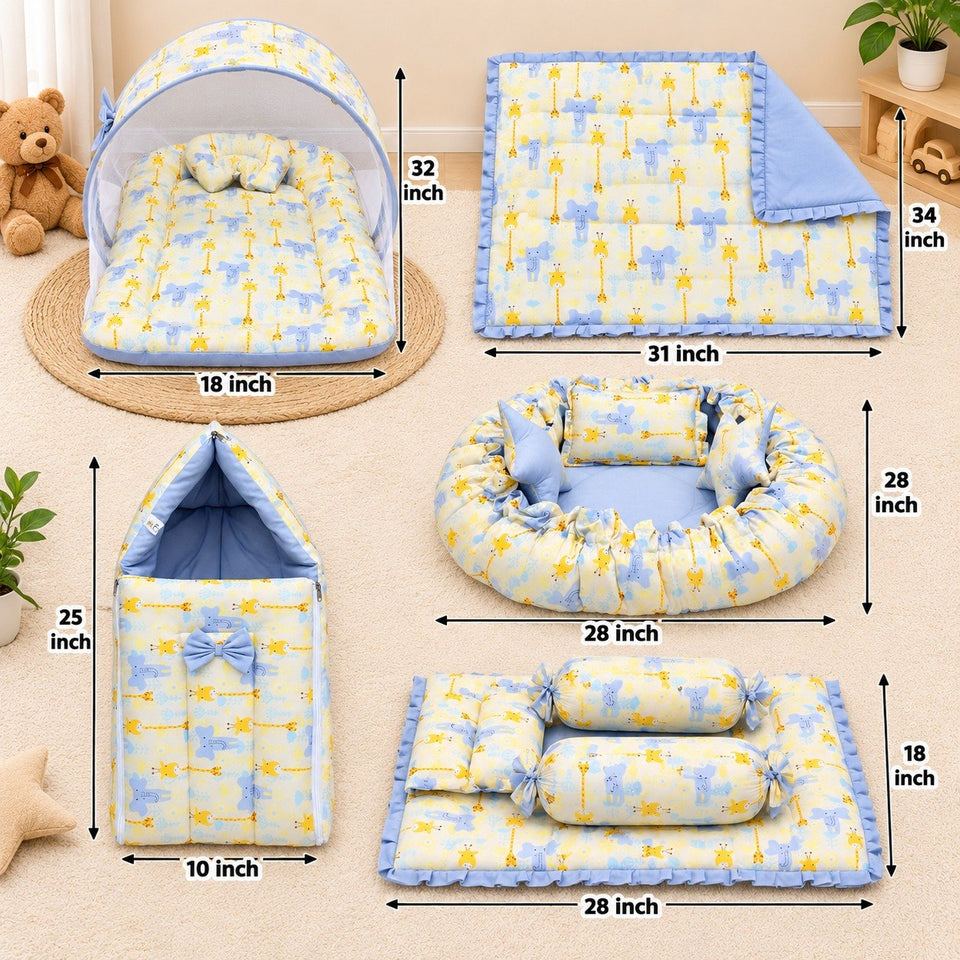 Fareto Premium Complete Baby Bedding Set Essentials Combo – Soft & Comfortable Bedding Kit For Newborns (0–6 Months)(F826)