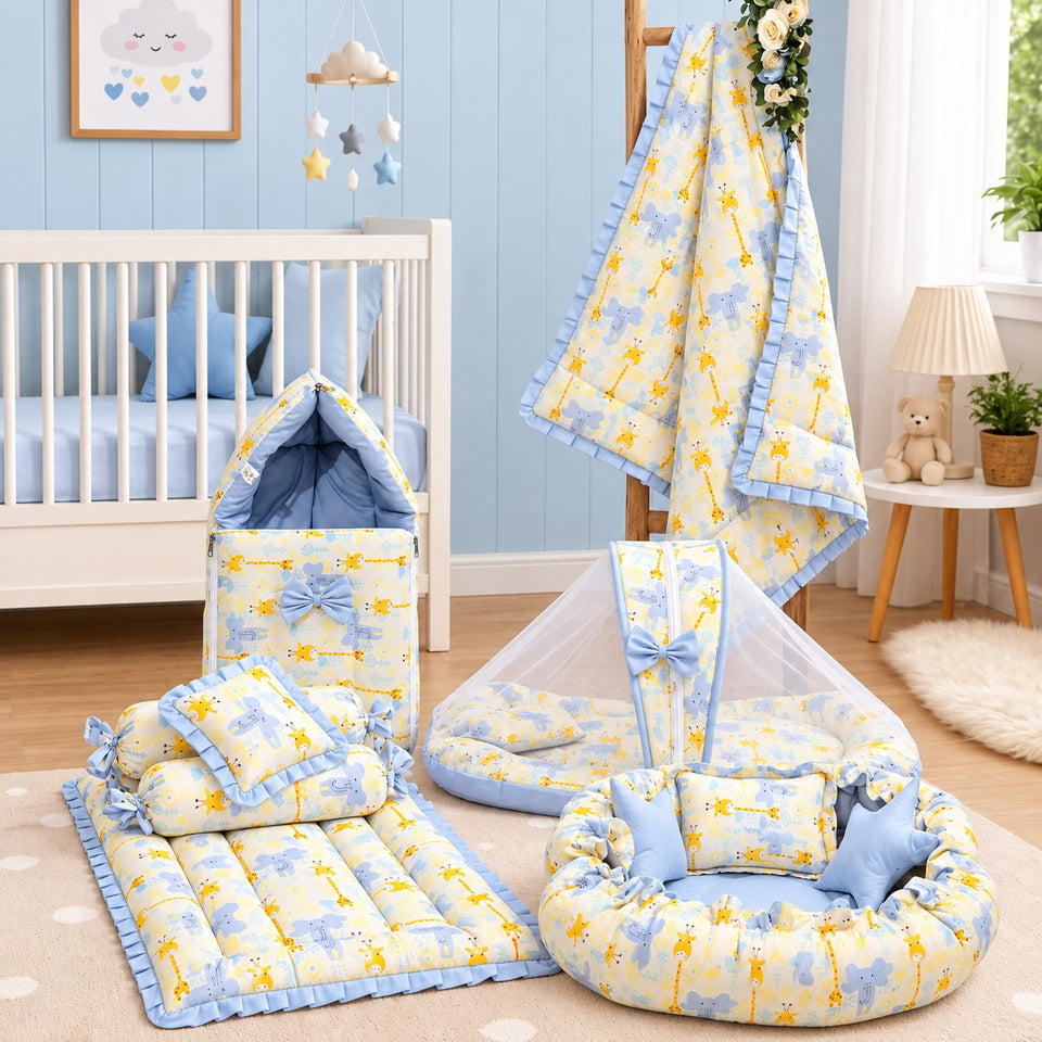 Fareto Premium Complete Baby Bedding Set Essentials Combo – Soft & Comfortable Bedding Kit For Newborns (0–6 Months)(F826)