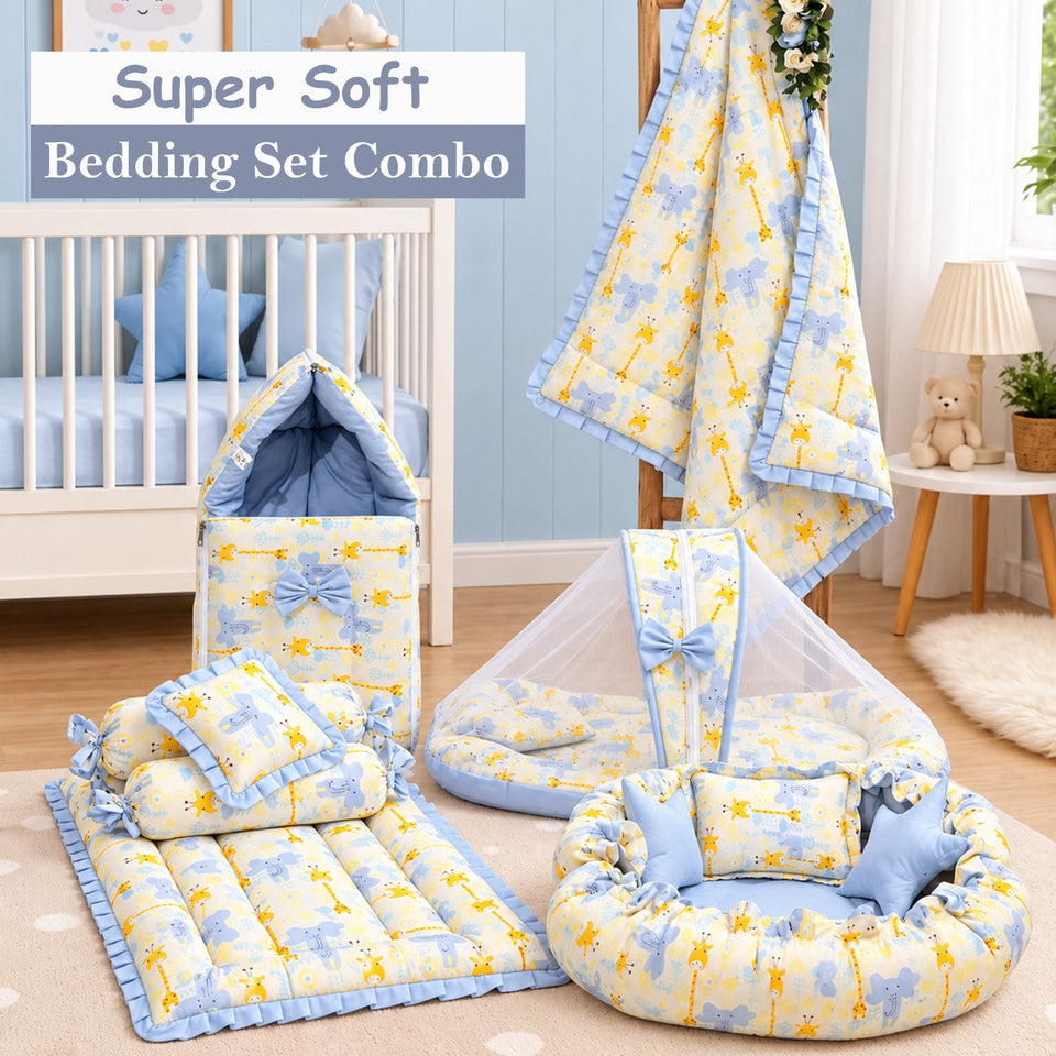 Fareto Premium Complete Baby Bedding Set Essentials Combo – Soft & Comfortable Bedding Kit For Newborns (0–6 Months)(F826)