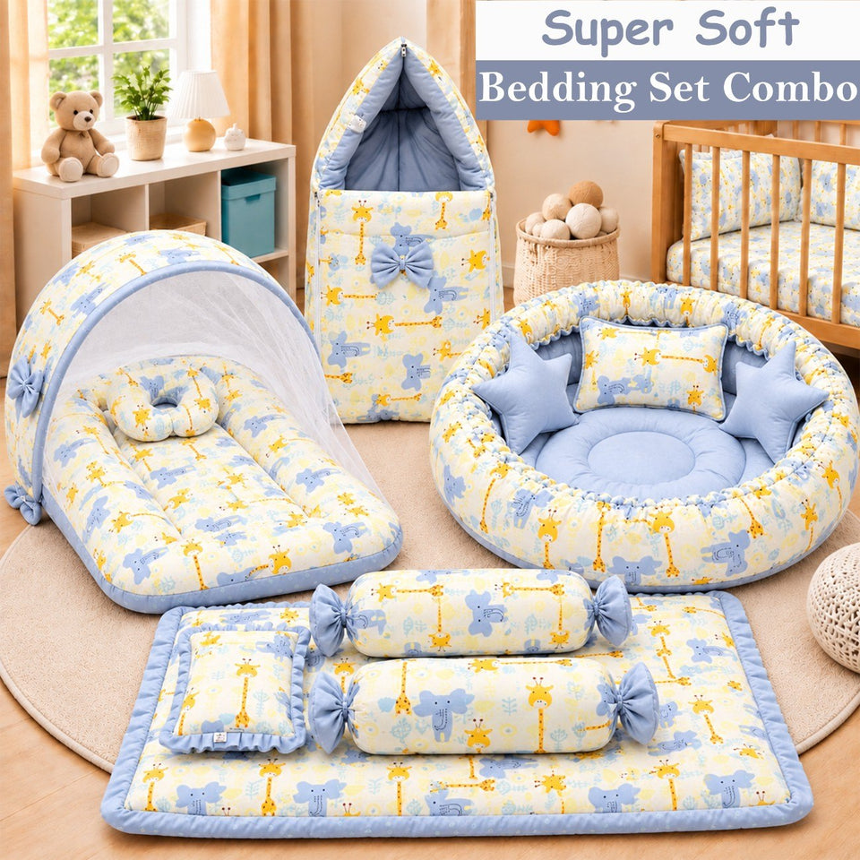 Fareto Premium Complete Baby Bedding Set Essentials Combo – Soft & Comfortable Bedding Kit For Newborns (0–6 Months)(F825)