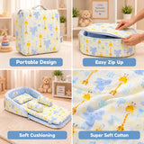 FARETO BABY BEDDING ESSENTIALS 1 NEST | 1 MATTRESS WITH NET | 1 CARRY BED | 1 BOLSTER SET | 1 CARRY BAG | 1 PORTABLE BED | 1 FEEDING PILLOW | 1 BLANKET (0-6M)(F824)