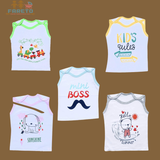 Fareto Baby Boy's & Baby Girl's Cut Sleeves | Touch Button | T-Shirts(Pack of 5)