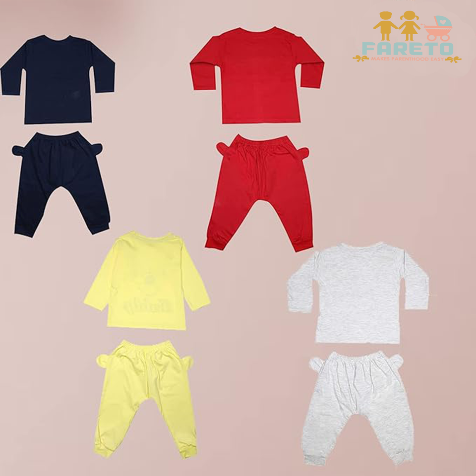 Fareto New Born Baby Daily Wear T-shirts Pyjama Sets (Pack of 4)
