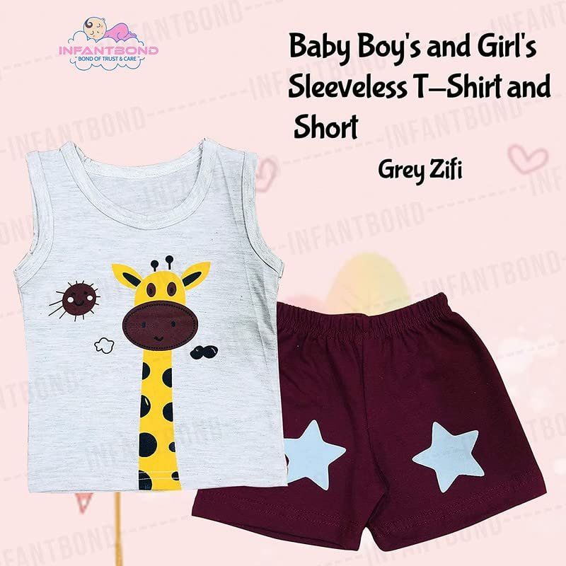 Infantbond Baby Boy's and Girl's Cut Sleeve T-Shirt and Short Combo 100% Cotton Clothing Set